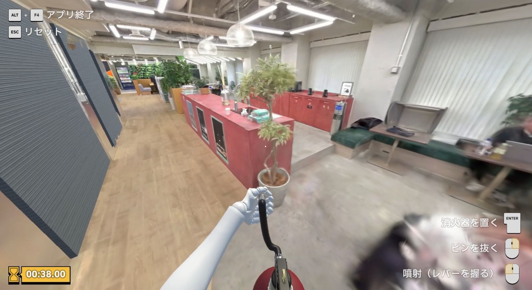 3D再現されたコクヨ品川オフィスでの訓練画面